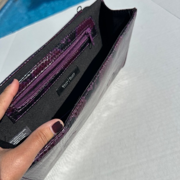 White House Black Market Purple Snakeskin Clutch Evening Bag - Picture 7 of 14